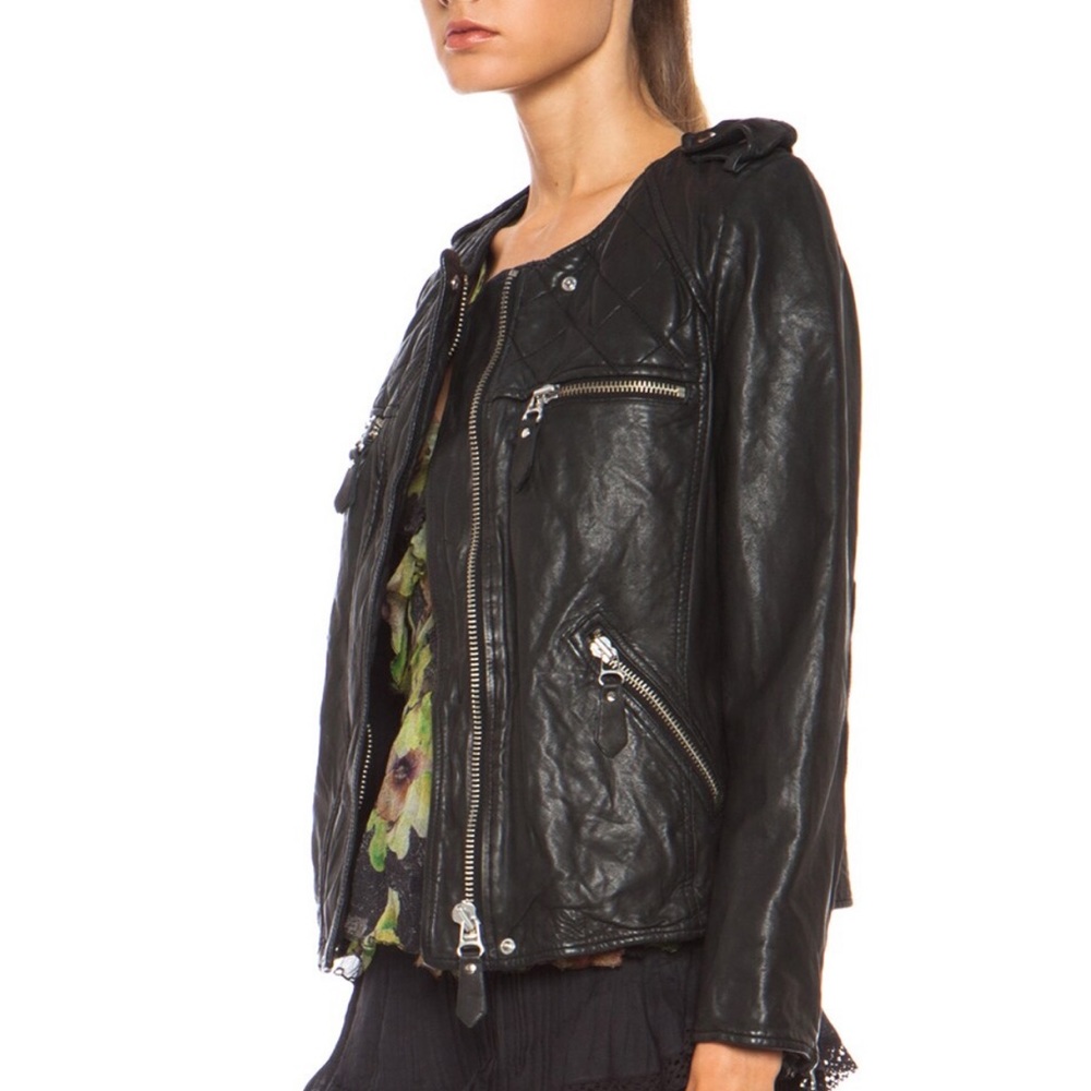 Isabel Marant Étoile Kady Quilted Washed Lamb Leather Jacket in Black. Size 36. - Picture 9 of 9
